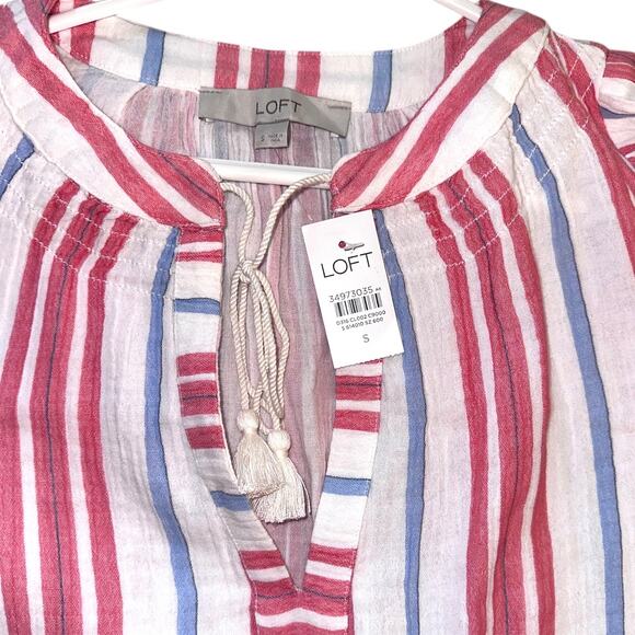 100% cotton striped LOFT tasseled lightweight dress / coverup *NWT* - Picture 5 of 5